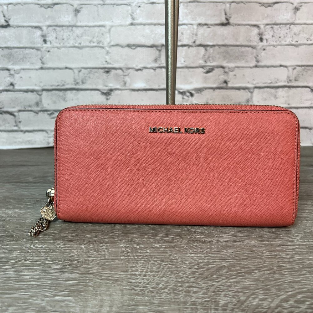 Pink Michael Kors Zip around Accordion wallet